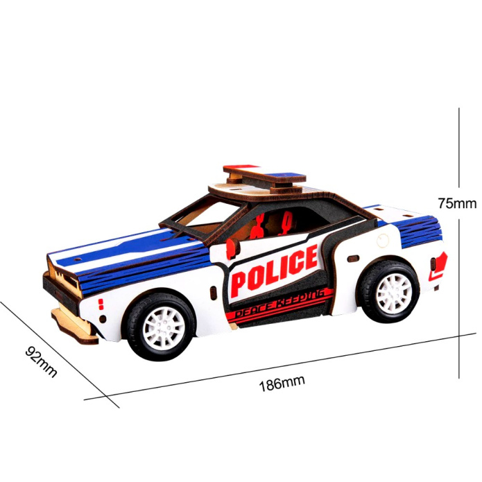 Radiowóz Policja Robotime model 3d z drewna